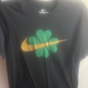 Nike Tee with Green Clover and Gold Logo
